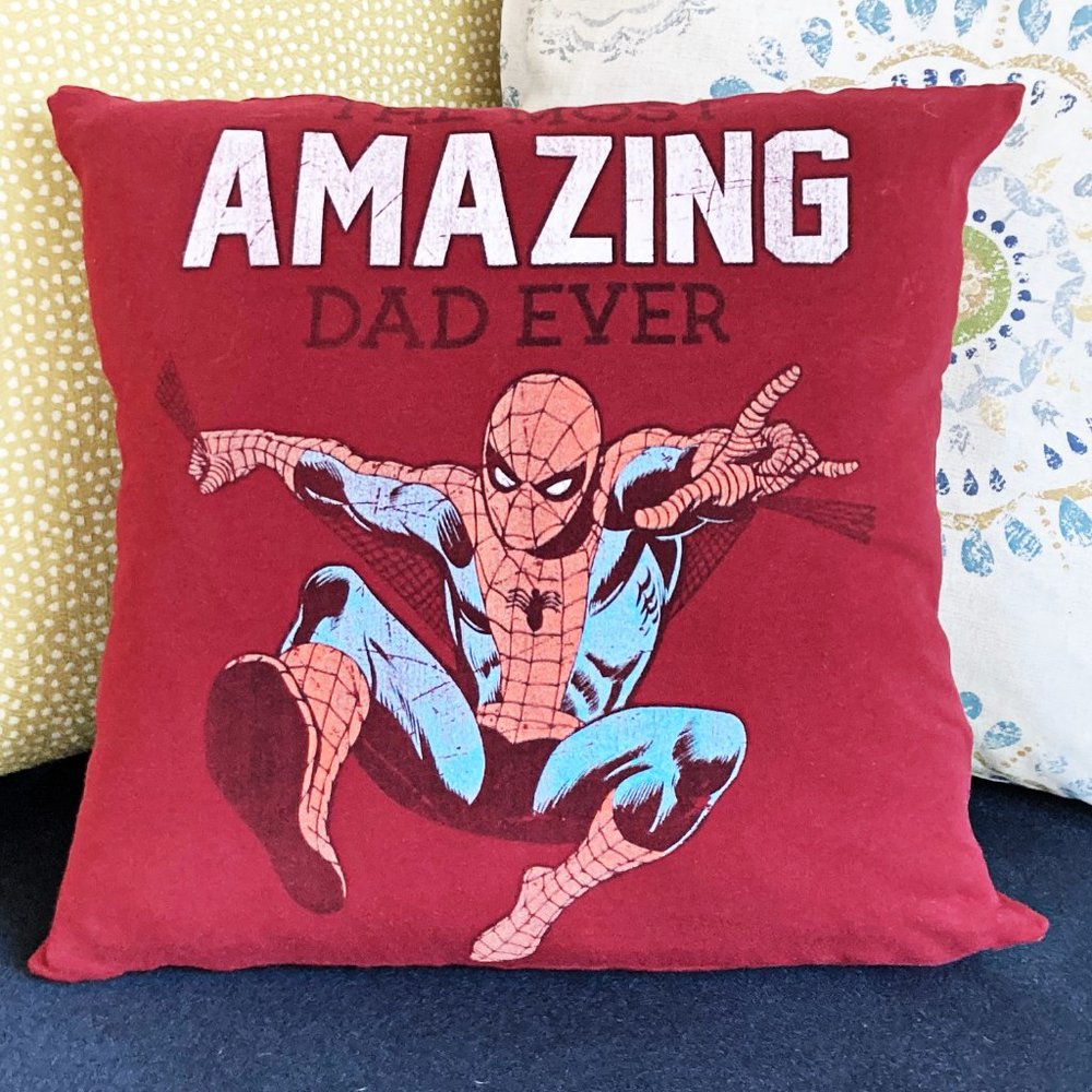 Spiderman Superhero the Most Amazing DAD ever 16x16 throw pillow cover
